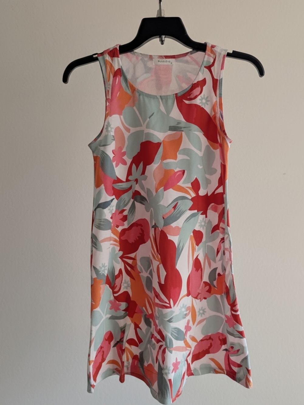 Sleeveless Floral Midi Dress in Coral, Mint & Orange Small